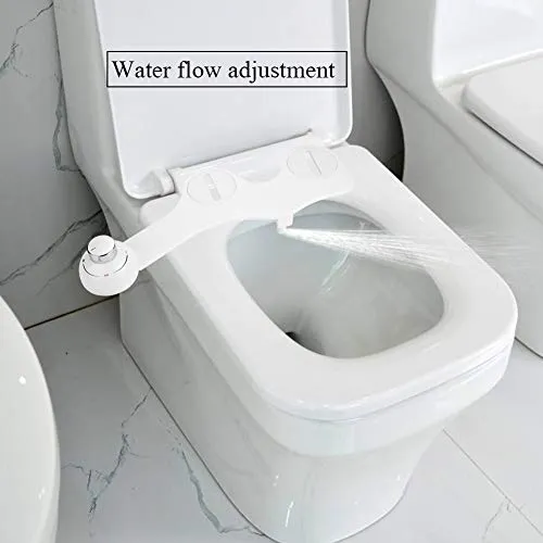 Ebtools - Sedile per WC che funziona da bidet, con ugello per la fuoriuscita di acqua fredda, autopulente, colore bianco, ultra sottile, 45 x 16,5 x 6,5 cm