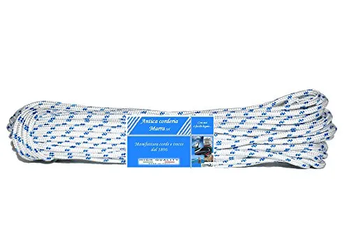 Corda Antica Corderia Marra - Treccia Nautica matassa mm 4, 20 m, bianca con segnalino azzurro