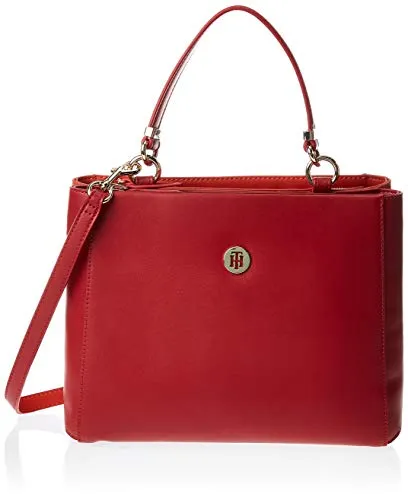 Tommy Hilfiger TH Smooth Tommy Med Satchel, Borse Donna, Rosa (Haute Red Mix), 1x1x1 centimeters (W x H x L)