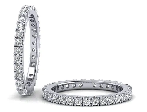 F/VS 1,00carat diamanti taglio brillante rotondo anello Eternity, Oro bianco, 7, cod. FR0052