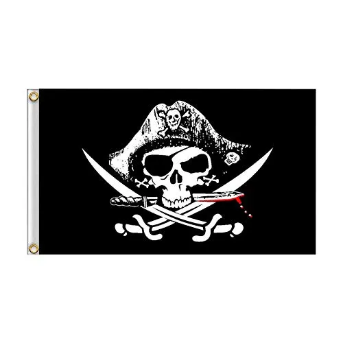 Bandiera dei pirati 60 x 90 cm con occhielli KTV Crossbones decorazione Halloween Skull Banner Outdoor Garden Haunted House Wall Hanging Festival in poliestere resistente ai raggi UV (3)