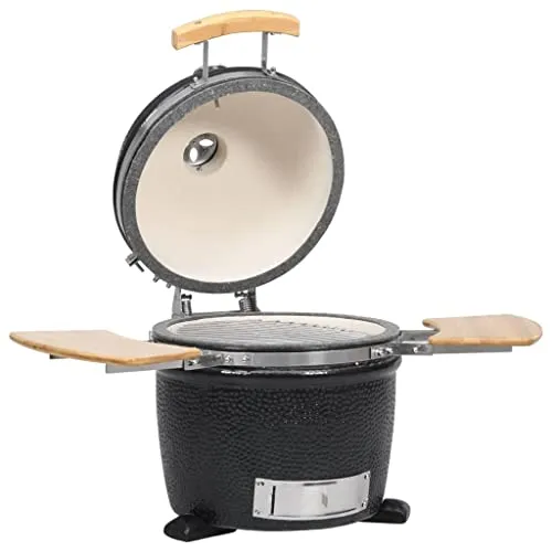 vidaXL Kamado Griglia Barbecue Affumicatore a Legna e Carbone con Termometro Ventola e Coperchio Cucina per Esterni in Ceramica 44 cm