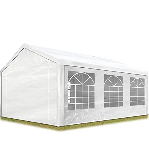 TOOLPORT Tendone per Feste Gazebo 4x6 m Bianco PE ca. 180 g/m² Impermeabile Protezione UV Tenda Giardino Sagre Eventi Mercati Esterno