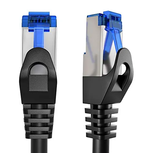 KabelDirekt - 30m - Cavo di rete, Ethernet e cavo Lan - (trasmette fino a 1 Gigabit al secondo ed è adatto per switch, router, modem con ingresso RJ45, nero-argento)