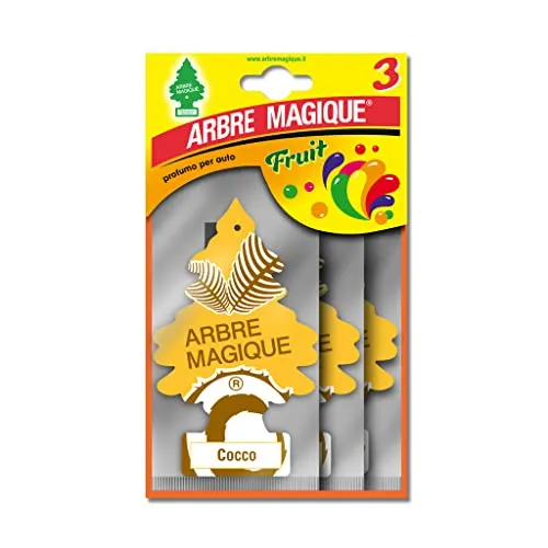 Arbre Magique, Profumatore Auto, Fragranza Cocco, Profumazione Esotica e Fruttata, Durata fino a 7 Settimane, Made in Italy, Formato Multipack da 3 Pezzi