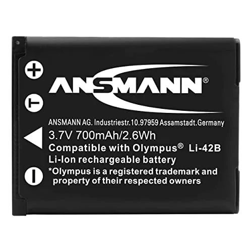 ANSMANN 5022933 A-Oly Li 42 B Batteria Li-Ion Digicam 3,7V/650Mah per Fotocamere Digitali Olympus
