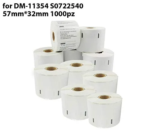 etichette multiuso autoadesive compatibili per Dymo LabelWriter DM 11354 S0722540 57 x 32 mm (1000 pezzi a rotolo) 10 Rotoli