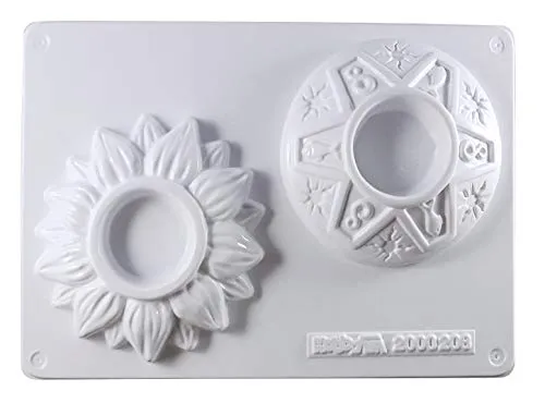 Stampo con 2 FORME PORTACANDELA FORMINE MOLDS fiore simboli per gesso ceramico