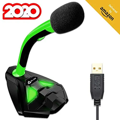 KLIM™ Voice Microfono Desktop USB con Stand per Computer Laptop PC – Microfono Gaming Videogiochi PS4 - Verde [ Nouva Versione 2020 ]