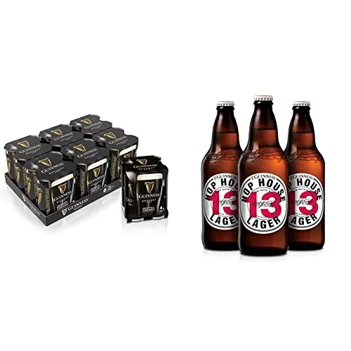 Guinness Draught Lattina - Pack di 24 Lattine da 0,33 L & Hop House 13 Birra Lager Bottiglia - Pack di 12 Botttiglie da 0,33 L