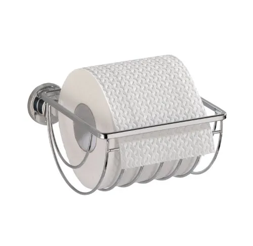 Wenko Bovino Power-Loc 17799100 Porta rotolo di carta igienica, in acciaio INOX lucido e anti-corrosione, Easy Hang On, fissaggio senza trapano, 14x7,5x15 cm