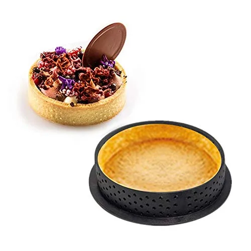 4YANG 10 Pezzi Anello Crostata Forato per Mousse Torta, Rotonda Muffa Cottura Crostate Anelli Forati, Riutilizzabile Plastica Perforato Tondo da Dessert Strumento di Decorazione