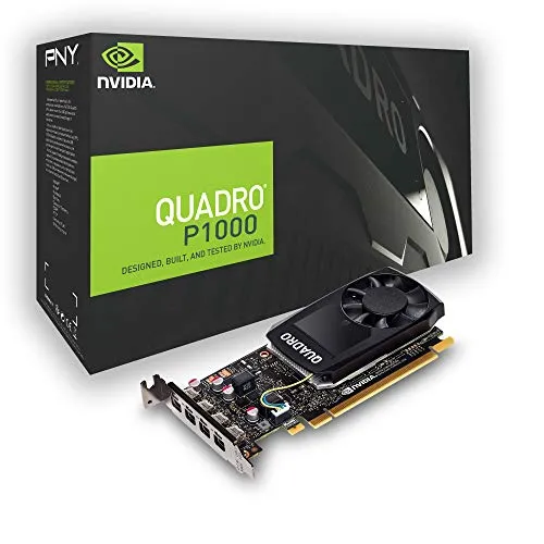 PNY Quadro P1000 Professional Graphic Card 4GB GDDR5 PCI Express 3.0 x16, Single Slot, 4x Mini-DisplayPort, 5K Support, Ultra-quiet active fan
