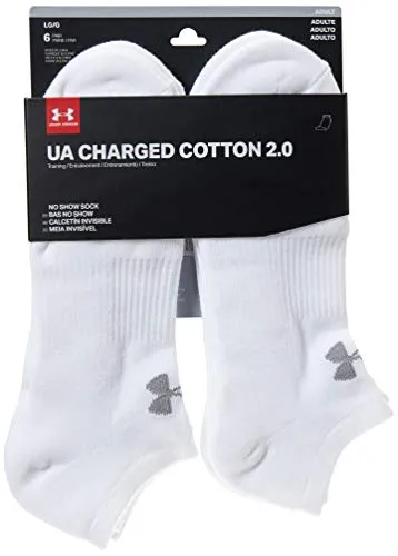 Under Armour, Charged Cotton 2.0 Noshow 1312481, Calzini, Unisex - Adulto, Bianco (White/Stealth Gray 100), L