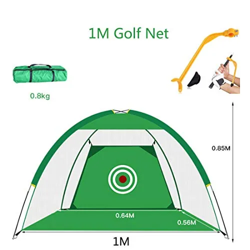 JFBZS Folding Golf Tenda Aid Mattraining Outdoor Indoor Altalena Grassland equipaggiamento con Professionale Azione Correttore E Sacchetti di Golf (1M, 3M Nero, Verde),Green-1m