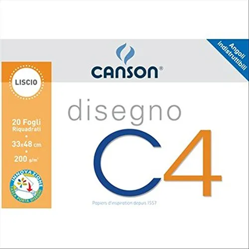 Canson Album da Disegno C4 Liscio riquadrato - 33x48 cm - 200 g/mq - 20-100500454