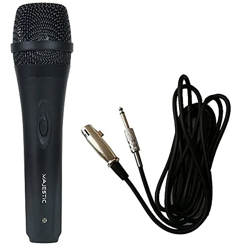 Majestic MIC 620 – Microfono dinamico unidirezionale con cavo, Jack da 6,35 mm, cavo 2.9 metri, nero