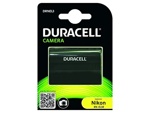 Duracell DRNEL3 Batteria per Nikon EN-EL3, EN-EL3a, EN-EL3e, 7.4 V, 1400 mAh, Nero