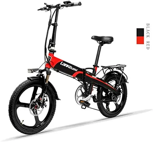 Bicicletta elettrica pieghevole Lankeleisi G660-20 pollici, 48V / 240W, 12,8 Ah, batteria al litio, bici elettrica a 7 velocità, mini mountain bike a 5 velocità, adulto con dispositivo antifurto，rosso