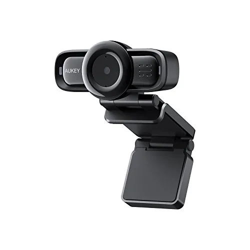 AUKEY Webcam 1080P Full HD, Autofocus e Microfoni con Riduzione del Rumore, Telecamera PC per Video Chat e Registrazione, Compatibile con Windows, Mac e Android