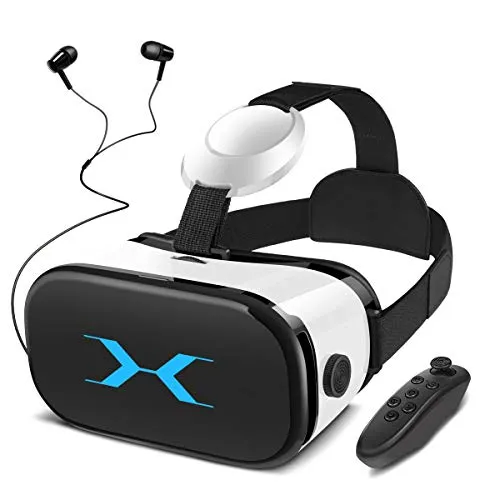 YEMENREN occhiali 3D VR, cuffie con controller Bluetooth e cuffie, 120° FOV, HD Virtual Reality, lente anti-Blu-ray – per film e giochi 3D, adatto per smartphone 4,0-6,0 pollici