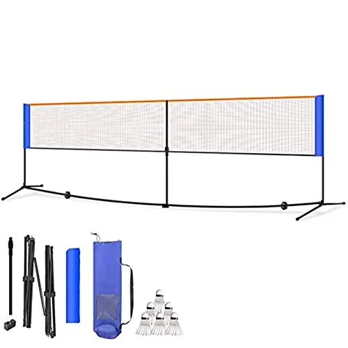 Uniquel Rete Tennis Portatile, Rete Sportiva per Usarla con Gli Amici per Giocare a Pallavolo e Badminton, Ideale per Sport all'Aria Aperta, Spiaggia e Campeggio, Regalo: 6 Badminton5.1m