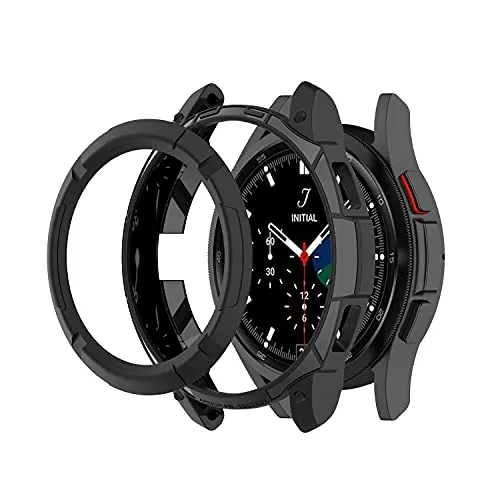Chofit Protezione compatibile con Samsung Galaxy Watch 4 Classic 42 mm 46 mm, custodia protettiva in TPU con anello anello anello adesivo per Galaxy Watch4 Classic Smartwatch (46 mm, nero)