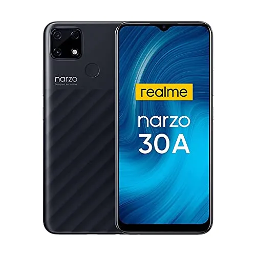 Realme Narzo 30A Smartphone Offerte Batteria Mega 6000mAh Ricarica Rapida 6.5” Display HD+ Cellulari Offerte 4GB+64GB Espandibile Storage 13MP AI Camera 4G Dual SIM Android 10 (Nero)
