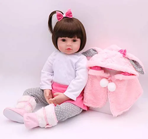 iCradle 18 Pollici / 22 Pollici Lovely Baby Doll rinato Real Life Looking Newborn Silicone Bebe Girls for Child Miglior Compagno (18Inch)