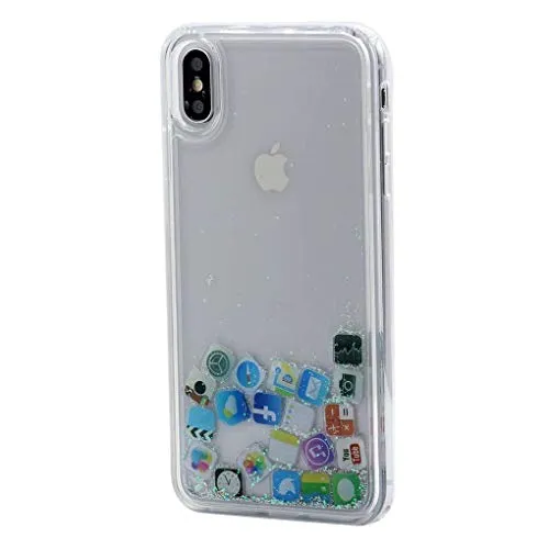 Keyihan Cover per iPhone 6S e iPhone 6 Glitter Liquido Custodia Antiurto Trasparente Disegni Divertenti Brillantini Paillettes Protettiva Case Rigida Morbida Silicone Paraurti 4.7" (icone di iPhone)