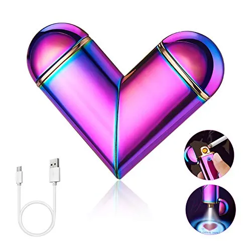 ASANMU Accendino USB, Accendino Elettrico USB Ricaricabile Antivento Elettronico Accendino, con Cavo USB e Confezione Regalo, I Love You Regalo di San Valentine per Uomo, Regalo Compleanno per Marito