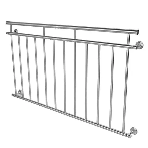 EBTOOLS Ringhiera per Balcone Francese in Acciaio Inox, Ringhiera Finestra Inferriata Griglia per Scale Ringhiere Terrazze o Balconi, Interno ed Esterno, 128 x 90 cm