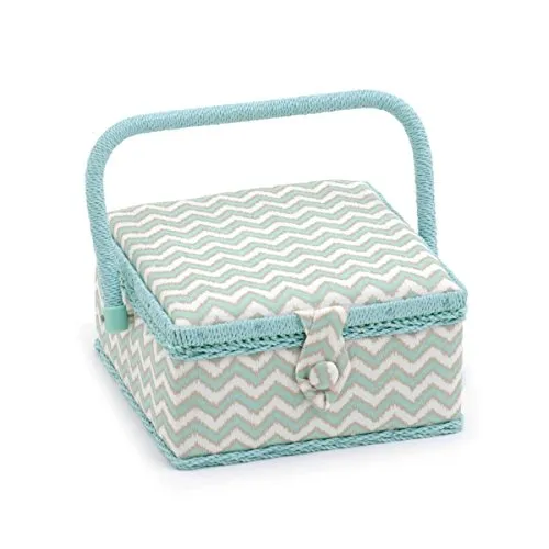 Hobbygift Groves Esclusivo: Scatola da Cucito (S): Quadrato: Scribble Chevron, Misto Cotone, Assortiti, 20 x 20 x 11 cm