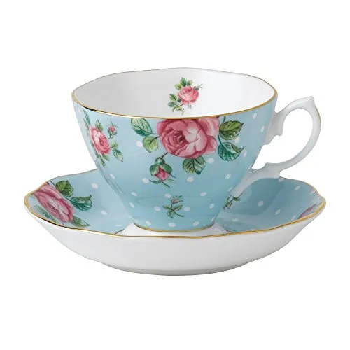 Royal Albert Polka Blu dell'Annata Tazza da tè con piattino