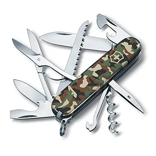 VICTORINOX Huntsman, coltellino svizzero (15 funzioni, lama grande, cavatappi, forbici) mimetico navy