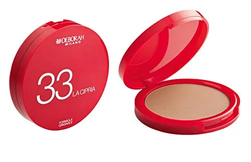 Deborah Milano - La Cipria Compatta, 33 Rose, Effetto Matte, Levigante e Illuminante, Prolunga la Durata del Fondotinta e Fissa il Makeup, Dona una Pelle Omogenea dal Finish Naturale, 13 gr