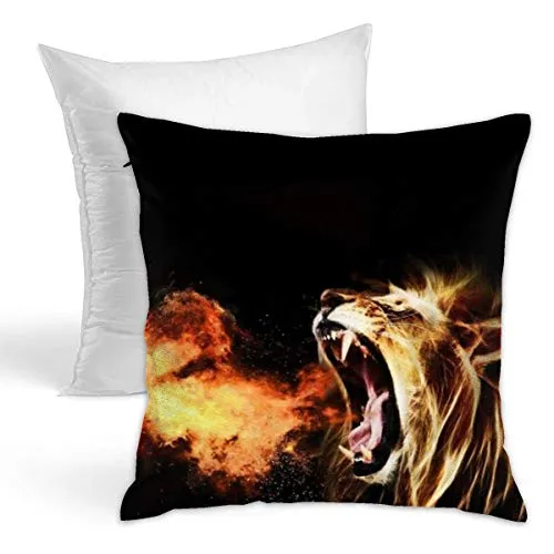 WRFFV Roaring Lion Square Duplex Printing Solid Hold Pillow Household Pillow 16.5" X 16.5"