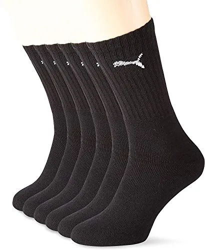 Puma Sportsocken Cush Crew 6P, Calzini Sportivi Unisex, Nero, 35-38