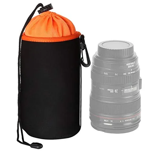 Huang Spesso protezione SLR Camera Lens Bag Micro Lens obiettivo singolo sacchetto interno Bile Bag Custodia protettiva impermeabile più velluto che ispessisce, diametro: 10cm, altezza: 18cm (arancion