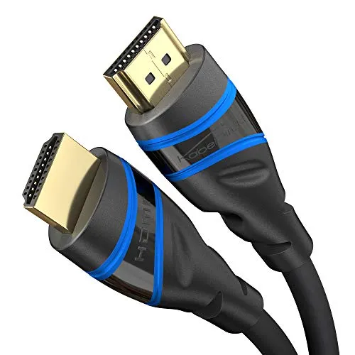KabelDirekt – 3 m – Cavo 8K HDMI 2.1 Ultra High Speed, Certificato (48G 8K@60 Hz, ultimo Standard, Ufficialmente omologato/Testato per Una qualità impeccabile, Perfetto per PS5/Xbox, Blu/Nero)