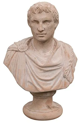 Biscottini Busto di Giulio Cesare Invecchiato in Terracotta Toscana L45xPR25xH65 cm
