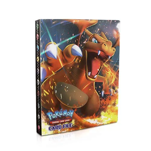 EKKONG Porta Carte Pokemon, Raccoglitore Carte Pokémon, Album per Carte Pokemon, Pokemon Album Cartella Raccoglitore Libro 30 Pagine 240 capacità di Carte (Charizard)