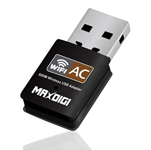Maxdigi Adattatore USB wifi 5ghz, USB wifi dongle AC600 802.11ac Dual Band 600 Mbps AC wifi USB per PC desktop laptop, wifi adattatore AC supporto Windows 10/8/7/Vista/XP/2000, Mac Os X 10.5-10.15