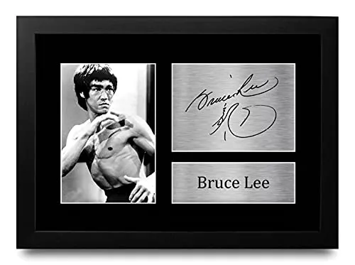HWC Trading Bruce Lee A4 Incorniciato Firmato Regalo Visualizzazione Delle Foto Print Immagine Autografo Stampato Per Martial Arts Enter The Dragon Gli Appassionati Di Cinema