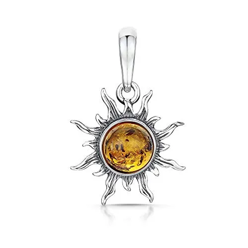 Amberta, ciondolo a forma di sole, in argento Sterling 925 con ambra baltica: Miele