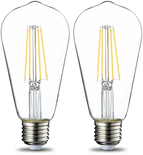 AmazonBasics Lampadina LED E27 Vintage Edison, ST64, 64, 7W (equivalenti a 60W), Filamento - Pacco da 2