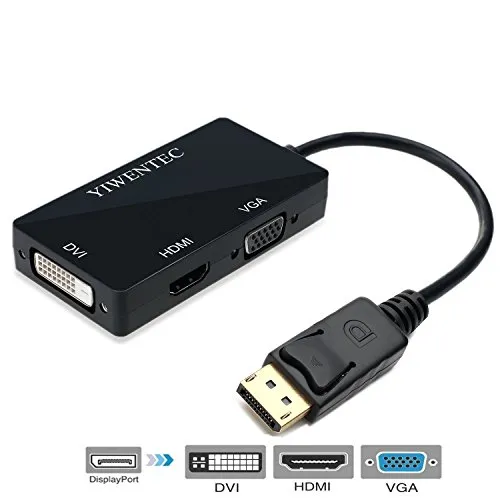Adattatore DisplayPort,YIWENTEC dp1.2 DisplayPort a HDMI/DVI/VGA maschio a femmina cavo adattatore convertitore supporta risoluzione 1080p via HDMI HDMI 1080P