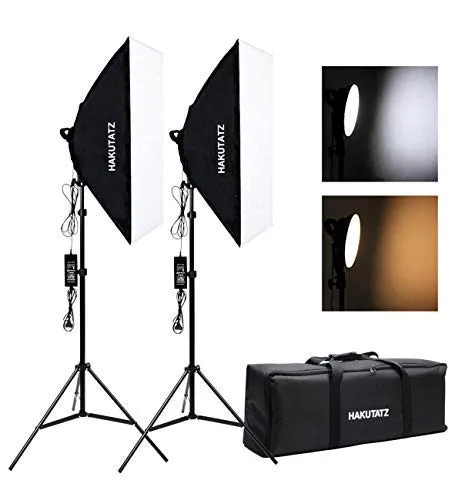 LED Softbox Set Luci Studio Fotografico Kit illuminazione Fotografica Bicolore 2700K 5500 K dimmerabile 90 W per Video Fotografia