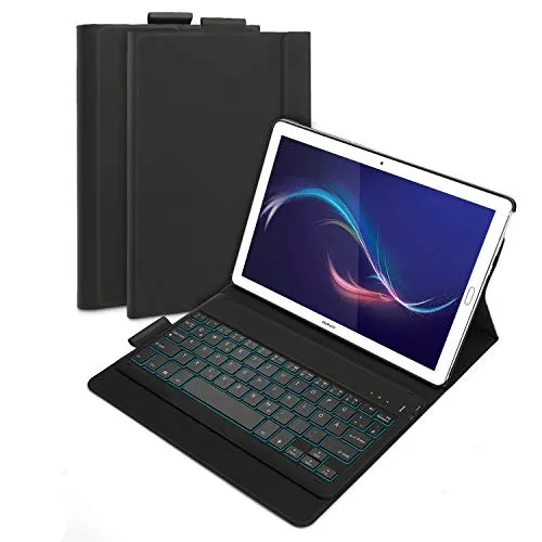 seenda Custodia per tastiera per Huawei MediaPad M5 10,8 pollici, 7 colori retroilluminati, tastiera Bluetooth DE QWERTZ Layout