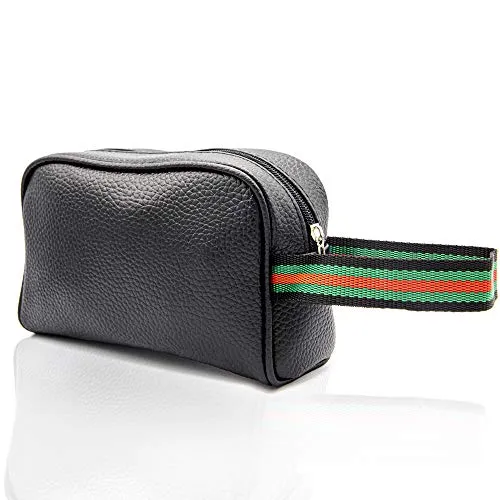 Pochette Uomo Donna da Polso Borsello Uomo con Zip Borsa da Toilette Professionale Beauty Case da Viaggio Trousse Trucchi Pochette Donna Accessori da Viaggio Pochette da Borsa Borsello Trucco (nero)